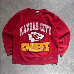 90s vintage Kansas City Chiefs Russell Repaired Red Crewneck Size XL